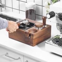 WALNUT WOOD KNOCKBOX AND PORTFLTR/TAMPR/DIS HOLDER