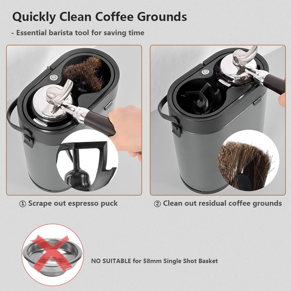 Electric Espresso Coffee Knock Box Automatic Portafilter Cleaner