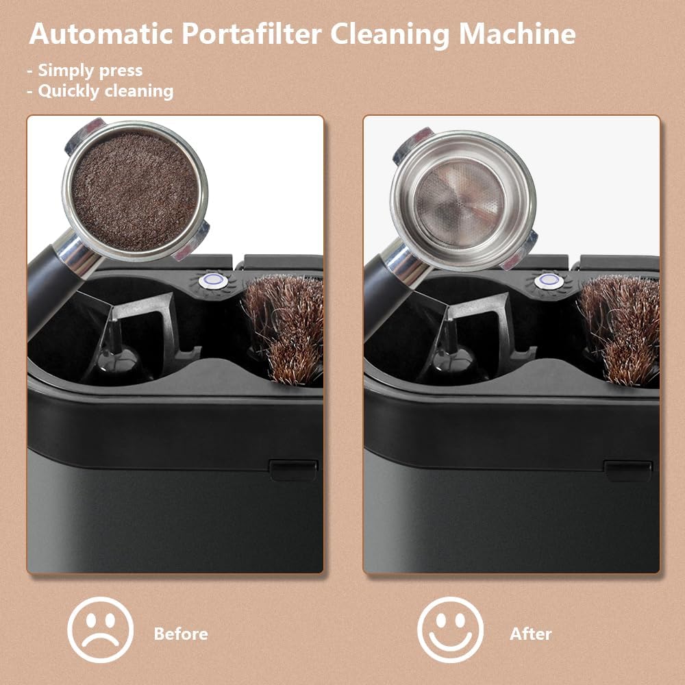 Electric Espresso Coffee Knock Box Automatic Portafilter Cleaner