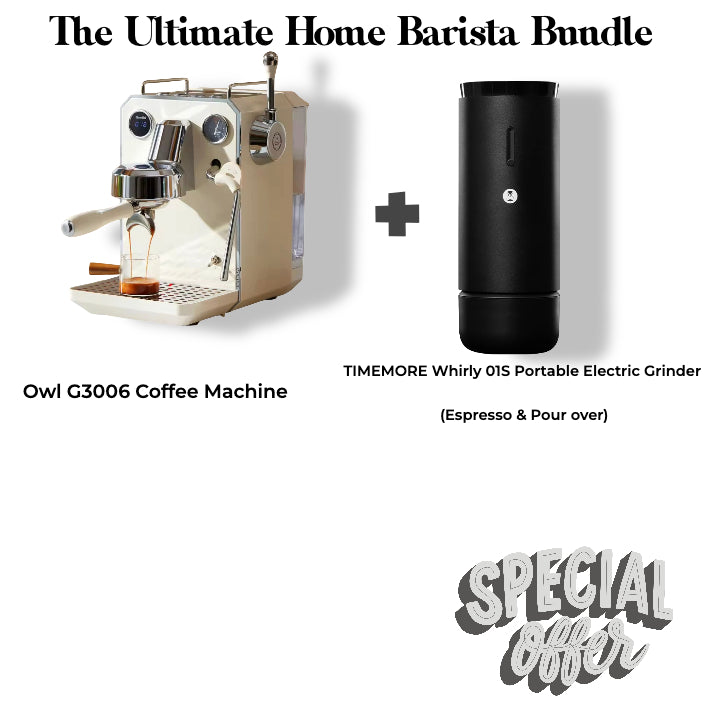Owl G3006 Coffee Machine + TIMEMORE Whirly 01S Electric Grinder - Bundle