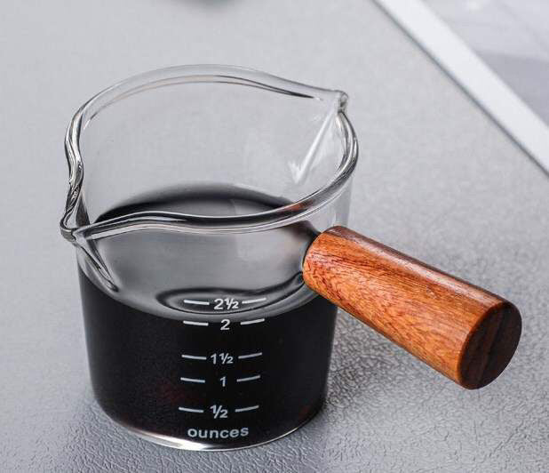 Espresso shot double spout wooden handle - 70 ml