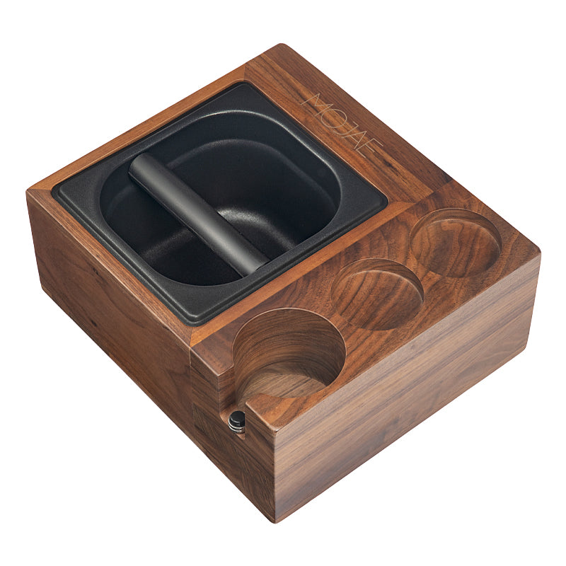 WALNUT WOOD KNOCKBOX AND PORTFLTR/TAMPR/DIS HOLDER