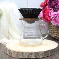 V60 Oregami Style Ceramic Black with wood base