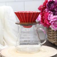 V60 Origami Style Ceramic Red with Wood Base