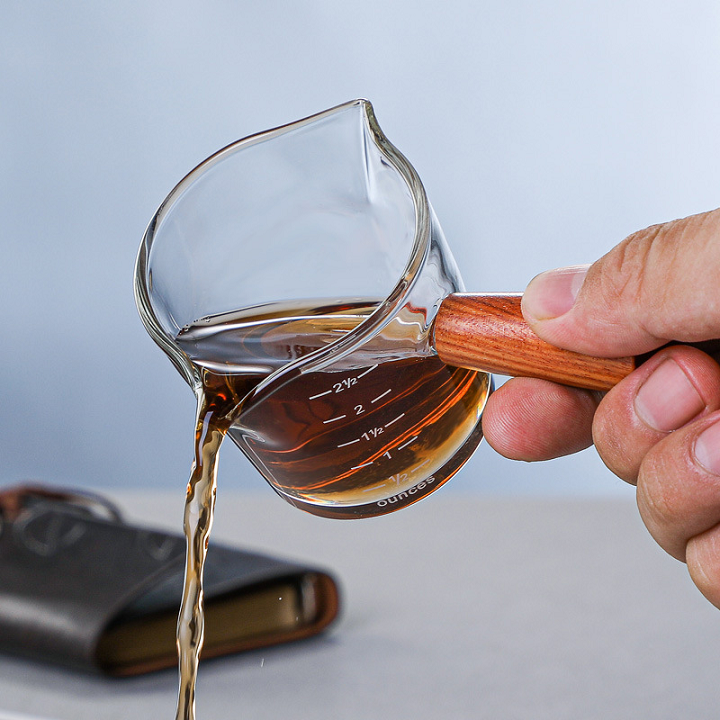 مشروب إسبرسو بمقبض خشبي مزدوج - 70 مل