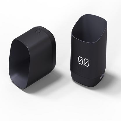 Digital coffee bean dosing cup with LED display