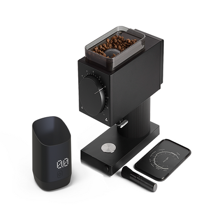 Digital coffee bean dosing cup with LED display